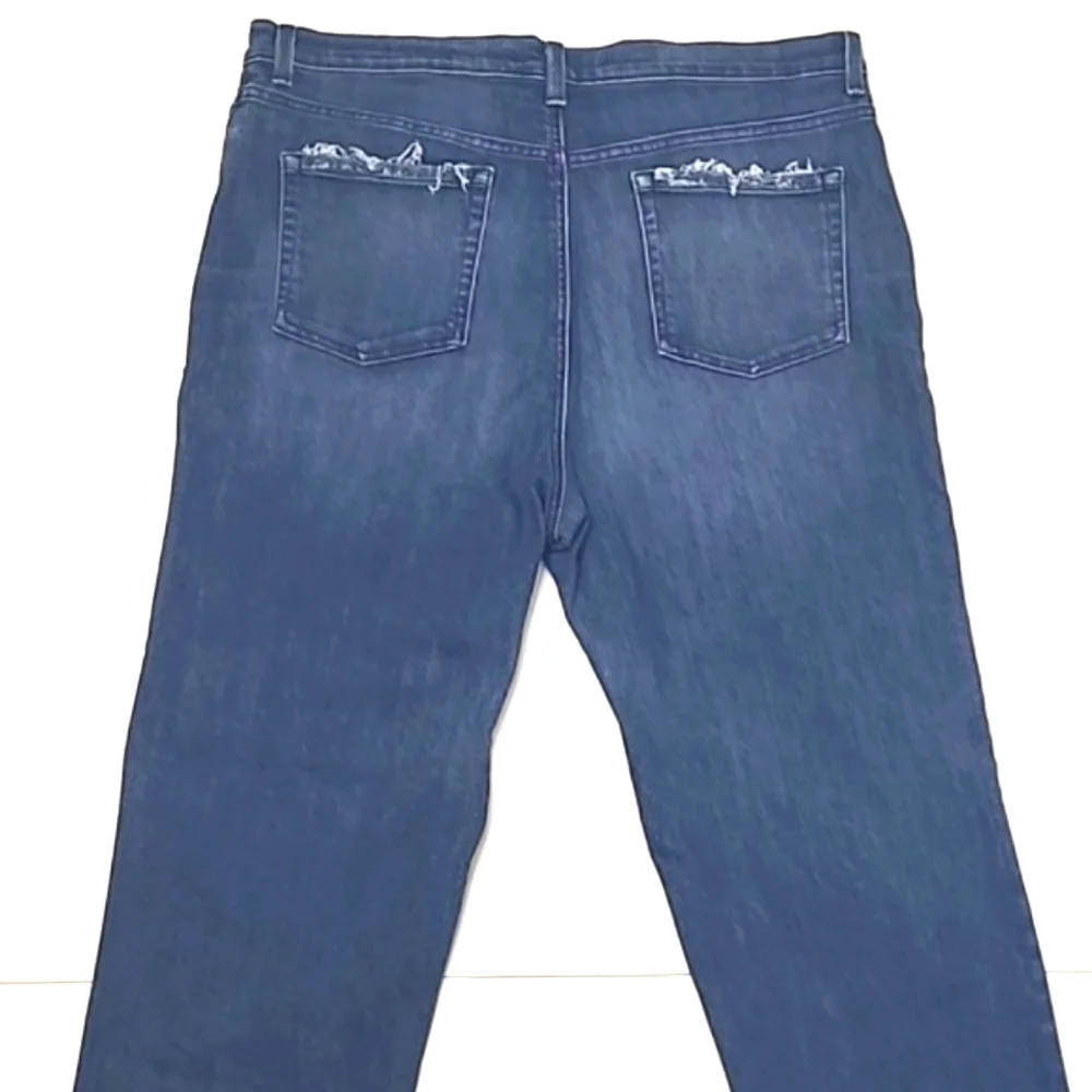 Gloria Vanderbilt Distressed Jeans High Waist Rise Denim Whiskered Straight Leg